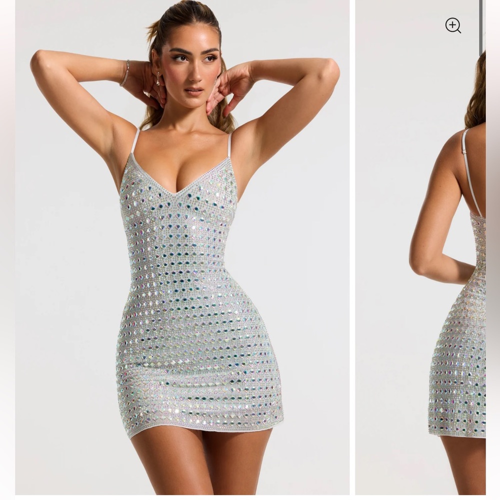 Oh Polly Silver Sequin Bodycon Mini Dress